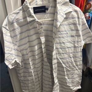 Calvin Klein Jeans White and Blue Striped Shirt Men XL